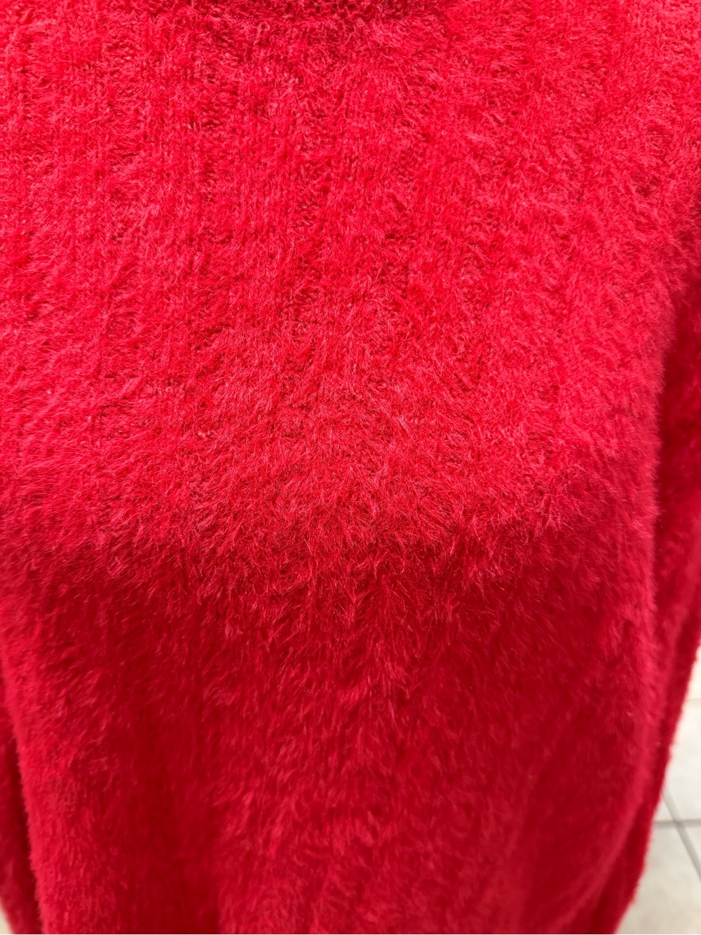 Jessica Simpson Red Fuzzy Eyelash Sweater | Mock Neck | Cozy Plush Knit | Size L - Picture 3 of 10